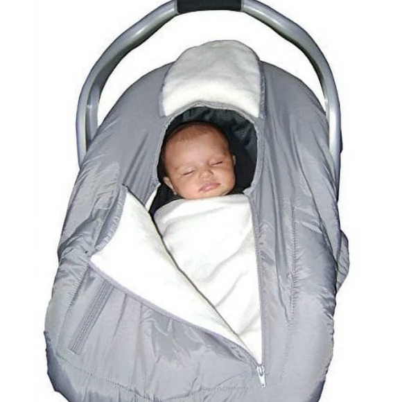 Jolly Jumper Arctic Sneak-A-Peek Infant Car Seat Cover w/ Attached Blanket, Gray - Picture 5 of 5